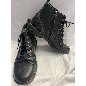 Clarks Nikki North Brown Black Combat Leather Lace up Zipper Boots 83540  8.5M